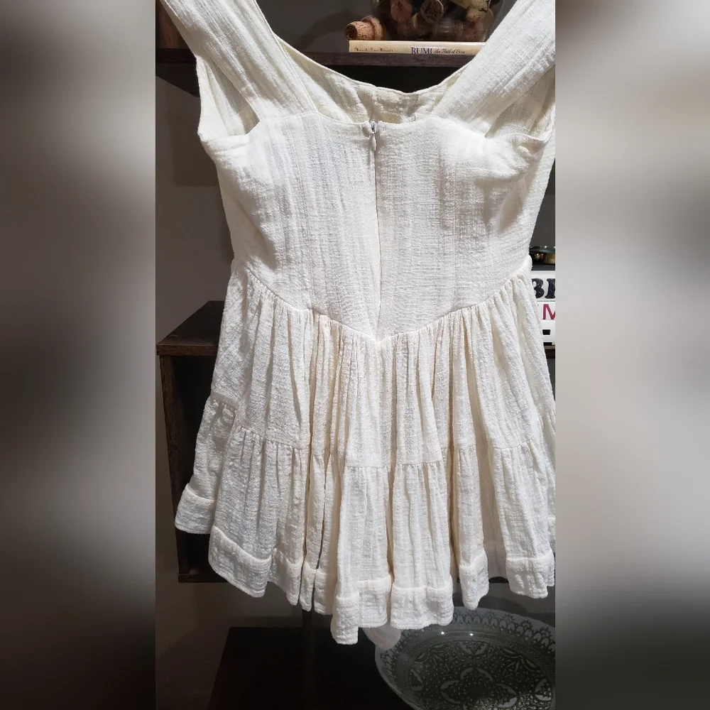 Vanessa Mooney The Elisabeth Romper Dress-Linen Style Cream Size Small - Picture 8 of 11